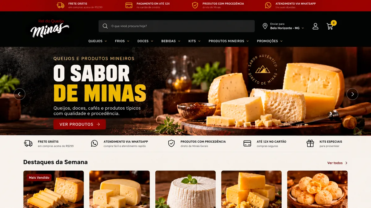 Rei do Queijo Minas: E-commerce · Queijos e produtos mineiros